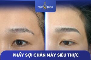 Chị Mai Vy rạng rỡ sau khi phẩy sợi chân mày siêu thực tại Ngọc Dung